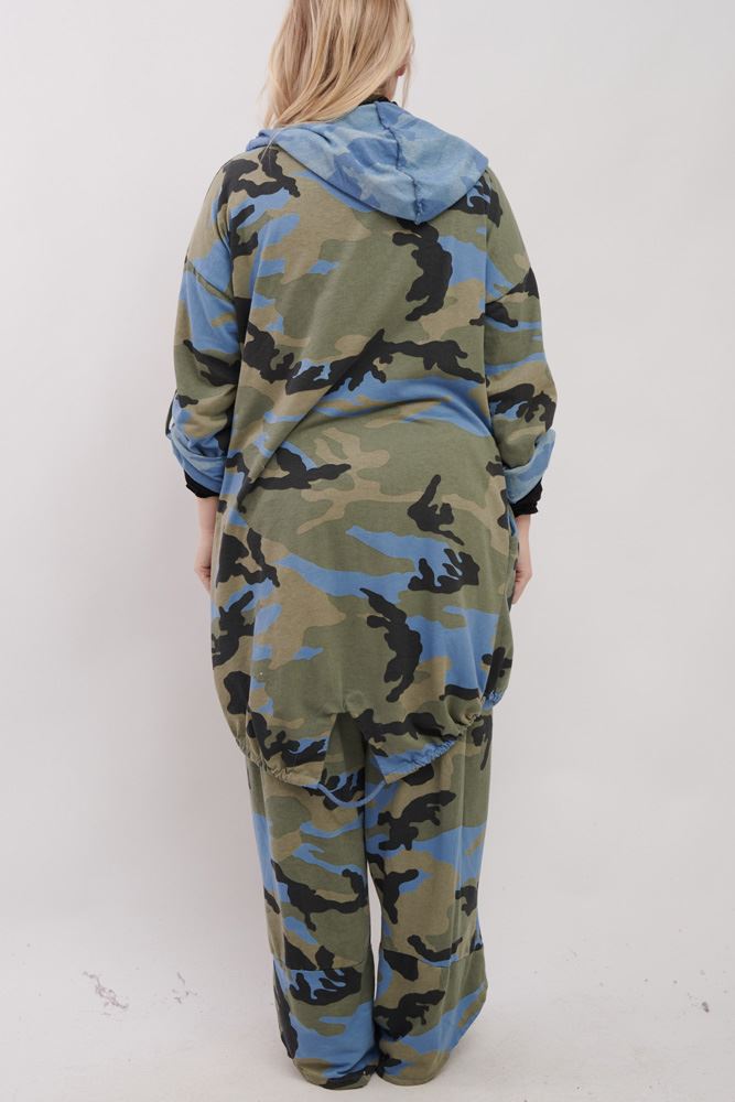 Camouflage Print Drawstring Hem Cotton Co-Ord