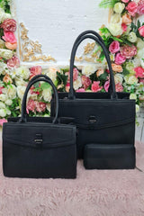 Two Tone Double Handles Shoulder Bag Set