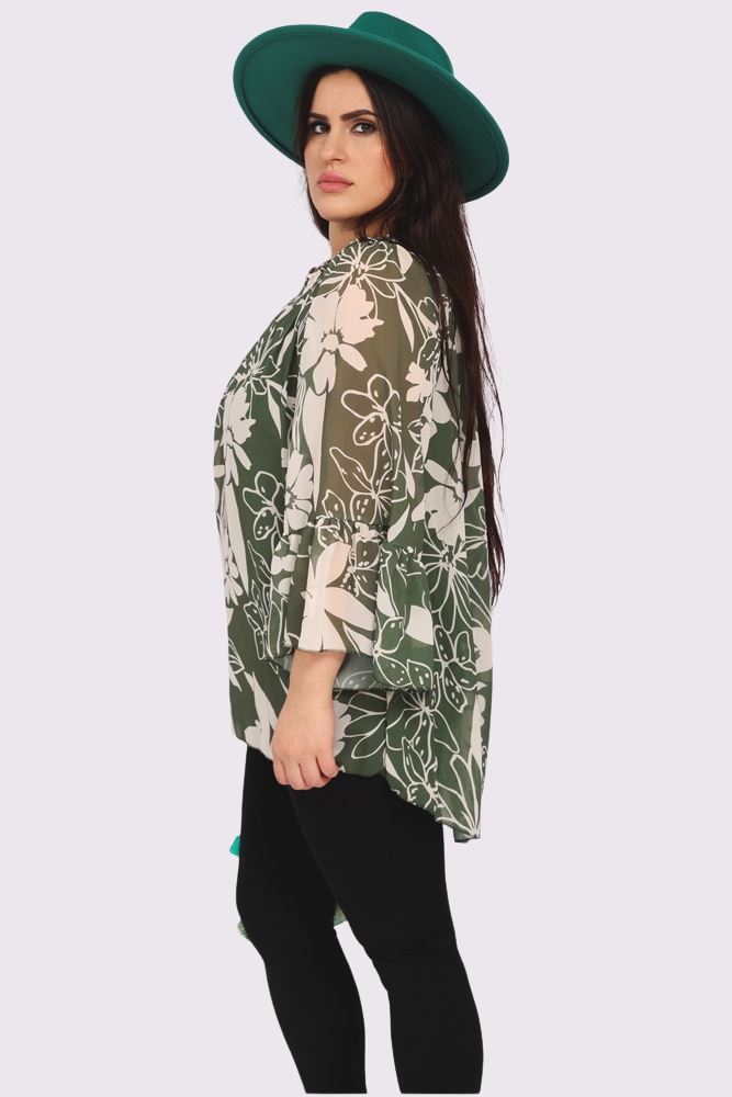 Floral Print Flared Sleeve Top