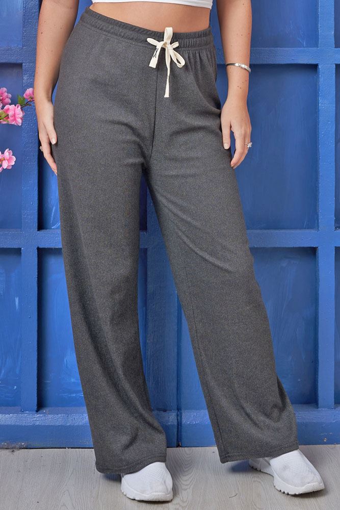 Plain Knit Wide Leg Trousers