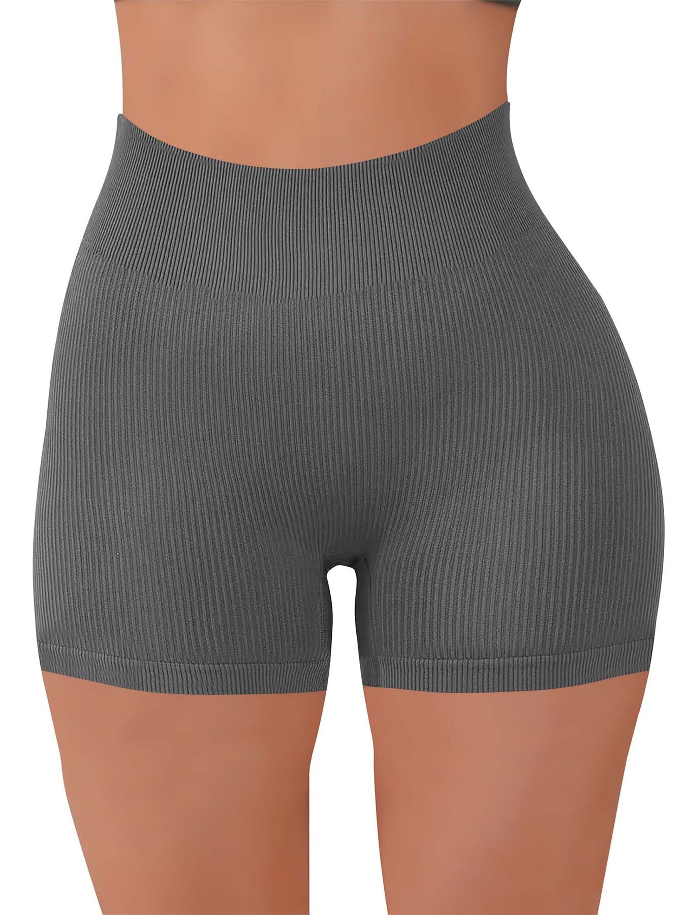 Plain Seamless Ribbed Gym Wear Shorts