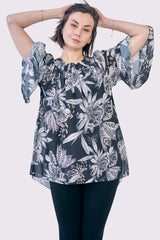 Tropical Print Dip Hem Top