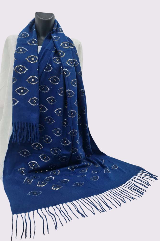 Eye Pattern Soft Feel Tassel Scarves