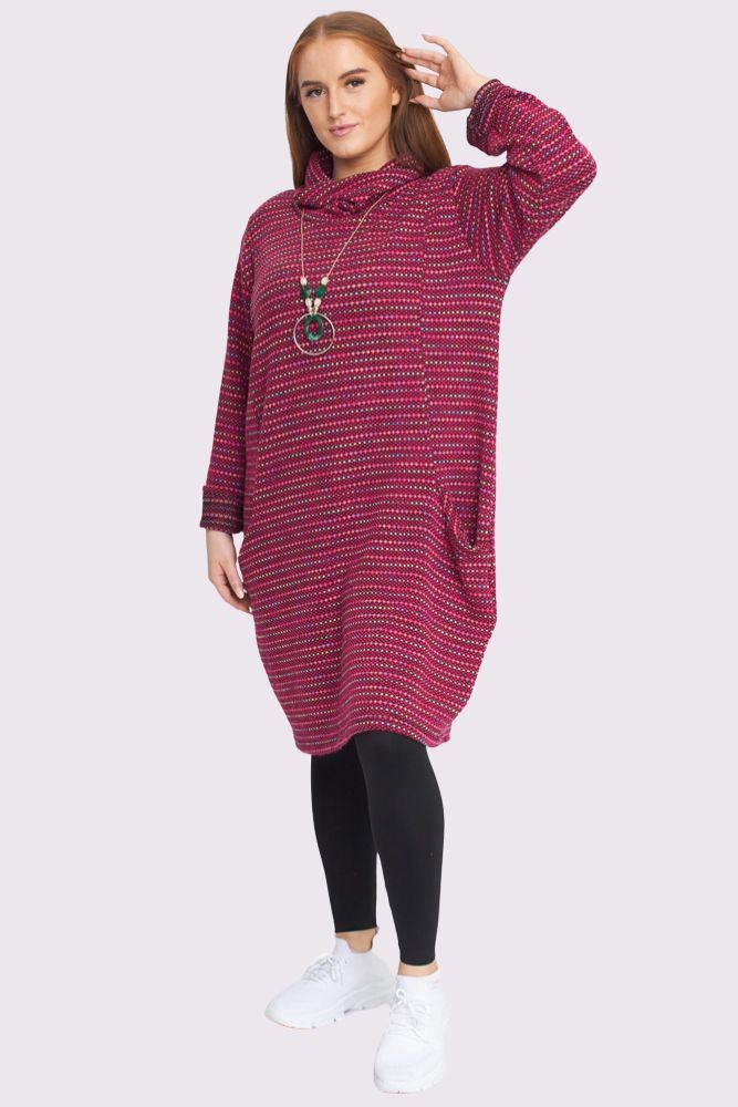 Multicoloured Stripes Front Pockets Dress