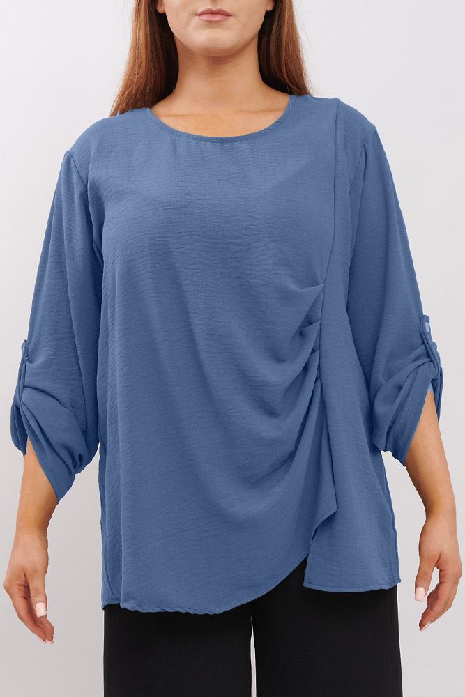 Plain Ruffle Front Top