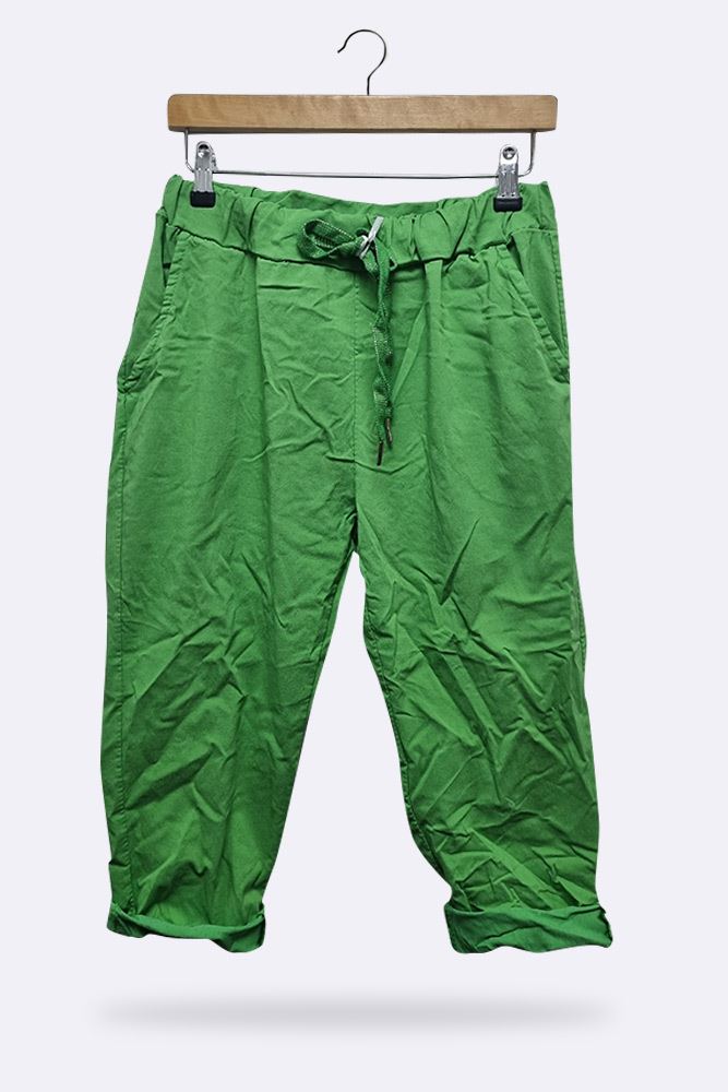 Italian Stretchy Plain 3/4 Drawstring Pocket Trousers