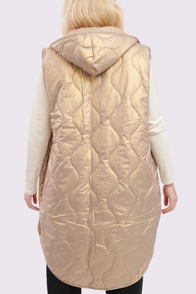 Plain Quilted Zip Up Side Pocket Gilet