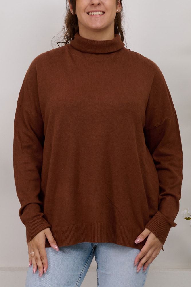 Plain Side Split Viscose Jumper