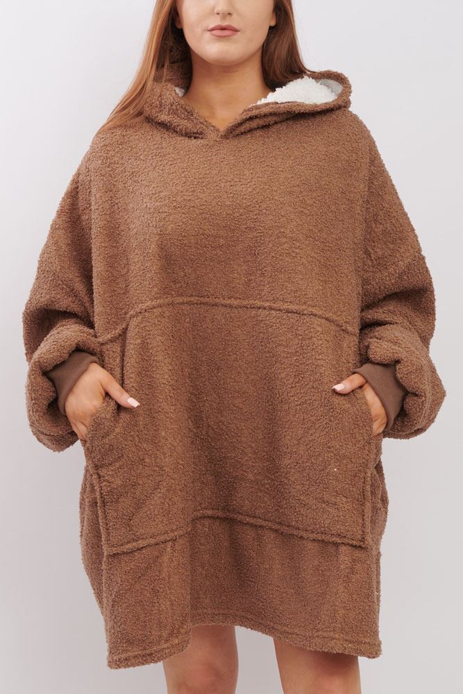 Plain Soft Feel Pocket Blanket Hoody