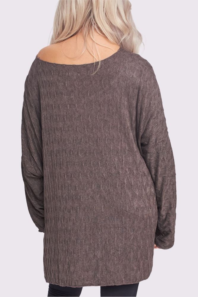 Line Textured Soft Feel Tunic Top