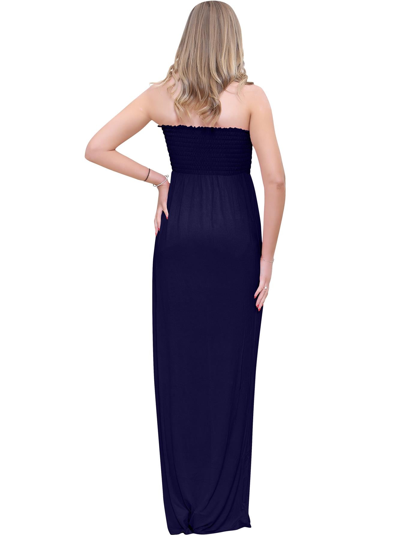 Plain Strapless Sheering Maxi Dress