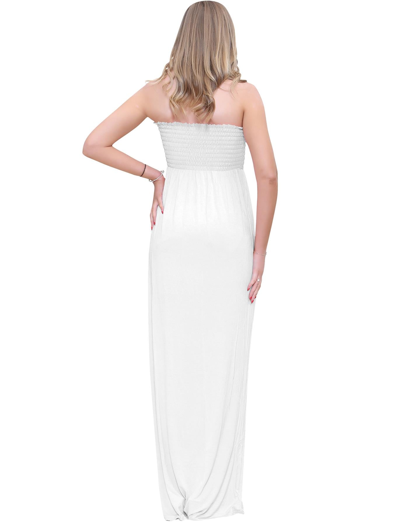 Plain Strapless Sheering Maxi Dress