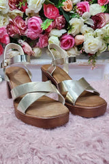 Buckle Strap Block Heel Sandal