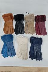 Wet Look Faux Fur Gloves