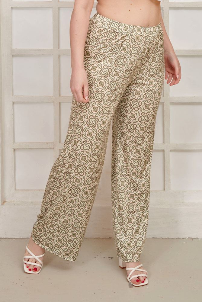 Circle Geometric Print Wide Leg Palazzo