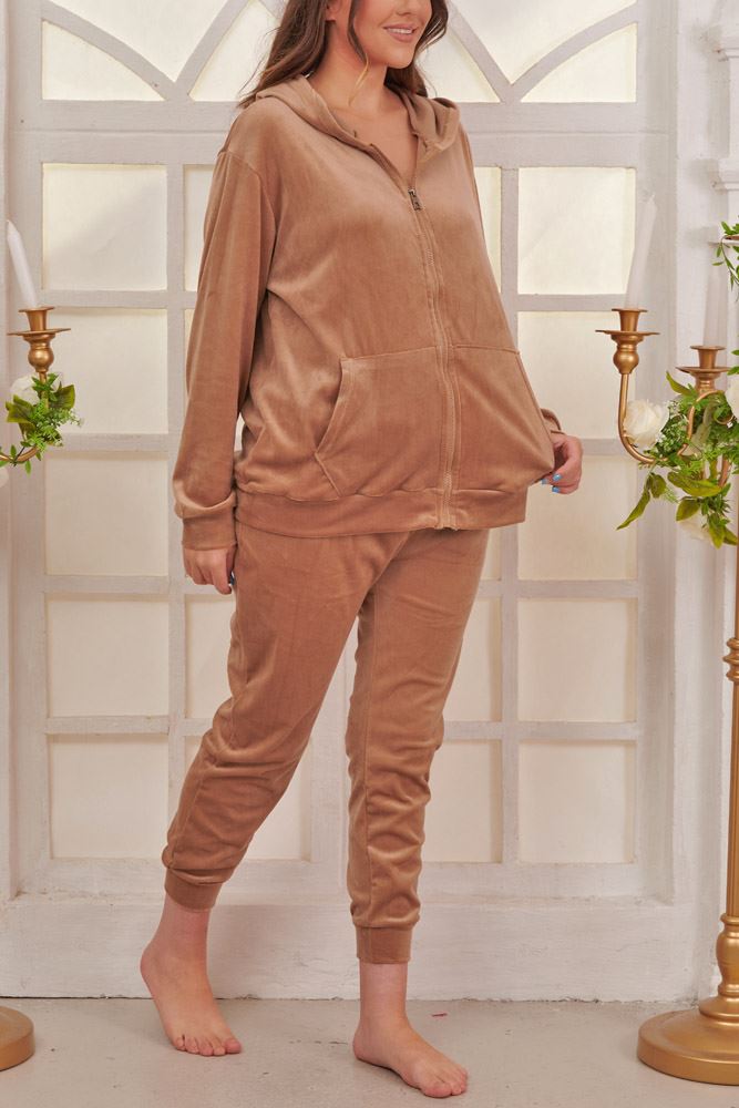 Plain Zip Up Hooded Co-Ord Loungewear