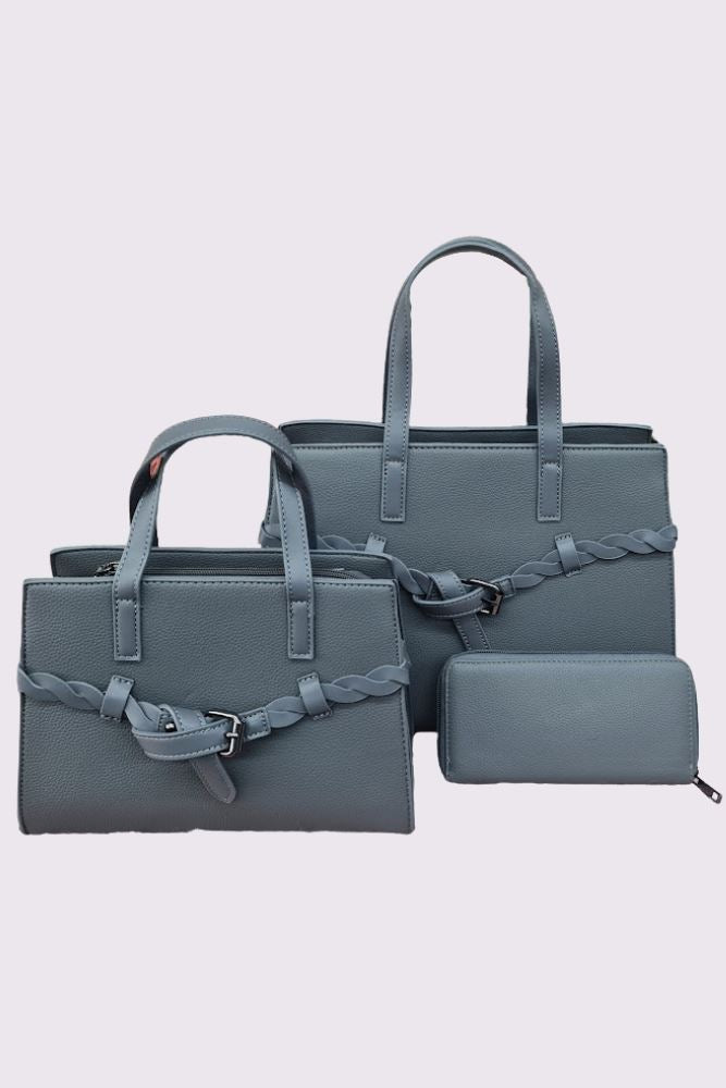 Belted Two Handle Shoulder Bag Set