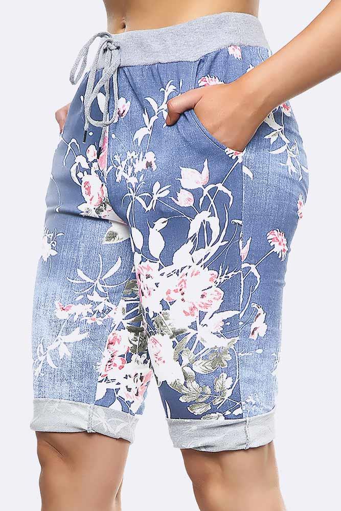 Floral Printed 3/4 Drawstring Trouser