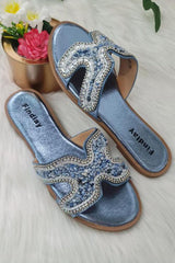 Sparkly Cut Out Strap Flat Slider