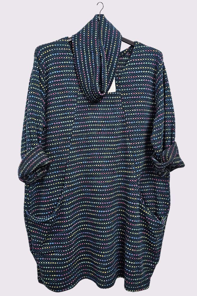 Multi-Colour Stripe Snood Scarf Dress