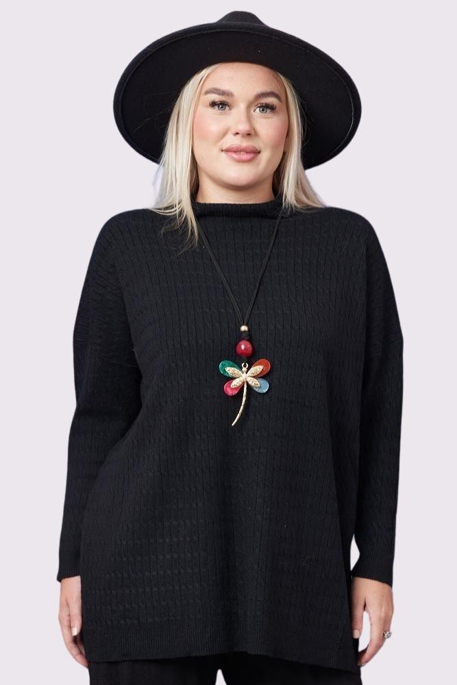 Ribbed Knitted High-Neck Jumper