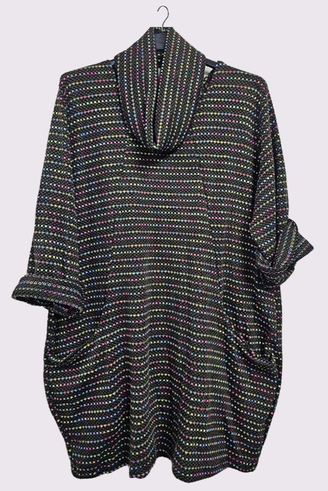 Multi-Colour Stripe Snood Scarf Dress