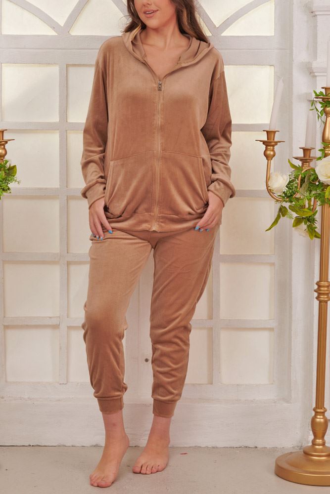 Plain Zip Up Hooded Co-Ord Loungewear